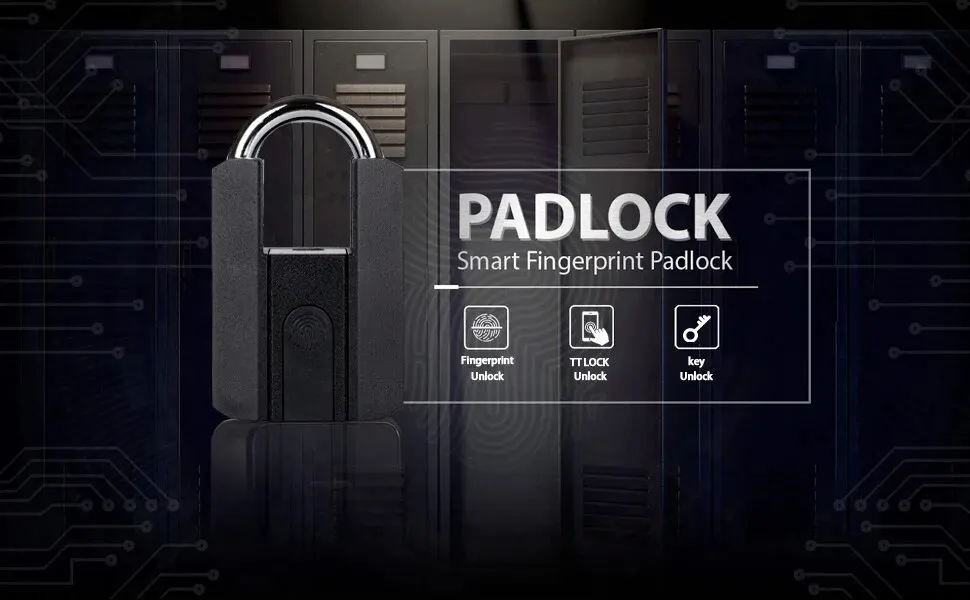 Scfe74ebf21c34ddd94a5ff85ed6ee249A Waterproof Padlock TTLOCK Unlocking Black Heavy Duty Combination Lock Weatherproof Security Padlock Luggage Fingerprint Lock Mallzona