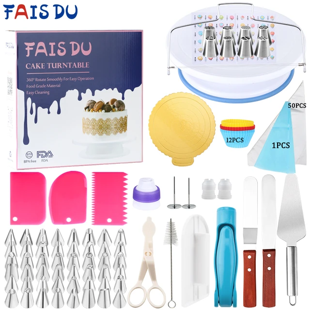 Cake Decorating Kit, 301pcs Cake Decorating Supplies With Cake Turntable  For Decorating, Pastry Piping Bag, Russian Piping Tips - AliExpress