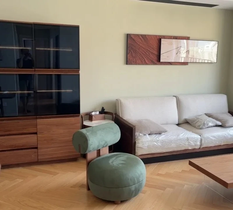 Nordic, Solid Wood, Sofa Chair, Modern, Light Luxury, Cream Style, Living Room Lazy Lamb Wool, Hippo Chair, Single, Casual Chair 2