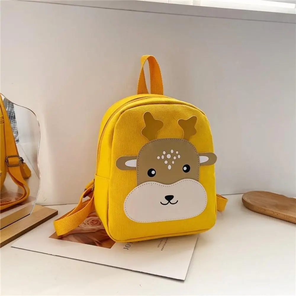 Breathable Canvas Kid Backpack Fashion Color Deer Print Little Deer Schoolbag Cartoon Lightweight Canvas Schoolbag Daily Outing 1