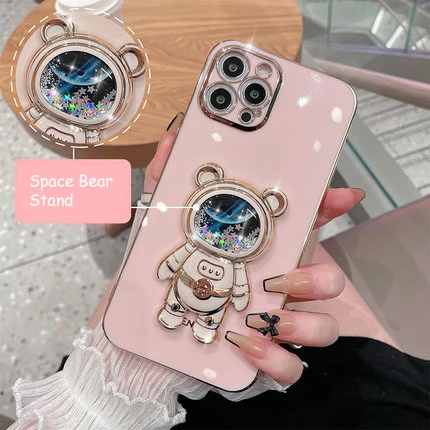 デラックス宇宙飛行士スタンド付きグリッターケース,iphone 16