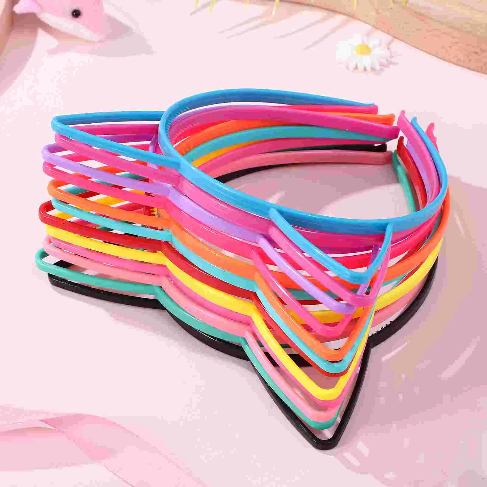 24 Pcs Cat Ear Headband Plastic 12 Colors Halloween Hair Accessories Headbands Fashion for Teens Ears Party Child Miss 5
