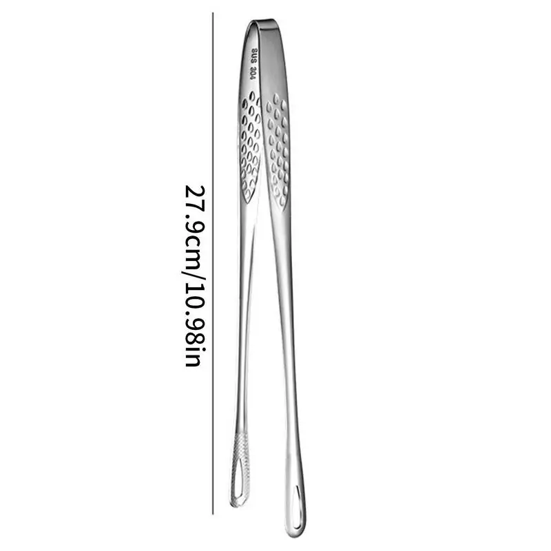 Food tongs 304 stainless steel extended dessert food clip buffet barbecue meat clip lightweight non-stick flat pliers for kitchen