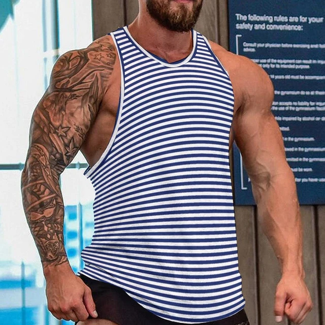 New Zealand Forlænge Faciliteter Classic Stripes Tank Top Navy Blue And White Males Full Print Tops Workout  Streetwear Sleeveless Shirts - Tank Tops - AliExpress