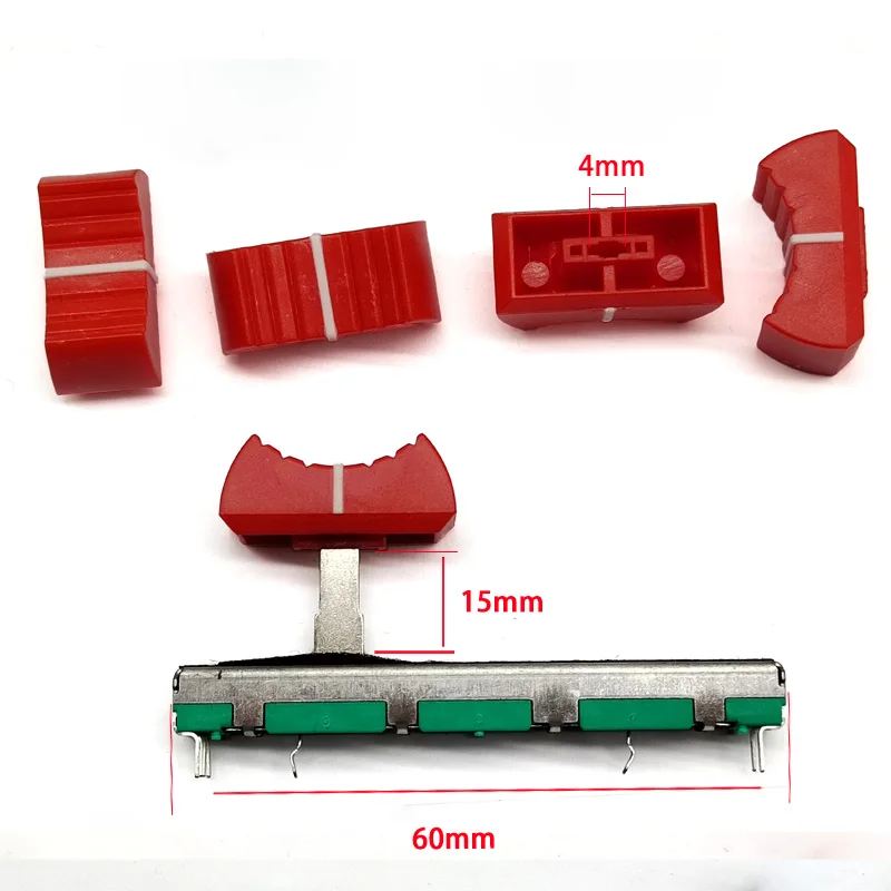 2 Pezzi Adatto Per Akai Yajia Mixing Console B10K B103 Potenziometro Scorrevole Pusher 60Mm Pioneer Pusher Red Hat