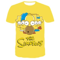 Disney The Simpsons Family Men's T Shirts 3d Printed Cartoon Graphic Summer Fashion Short Sleeve Loose Tops Tees Men Clothing 2