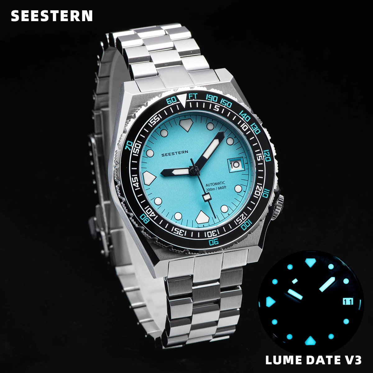 Seestern Watch Sub600T Diving Men Automatic Mechanical Nh35 Orologi Da Polso Sapphire Luminous Date 200M Bracciale Impermeabile Retro