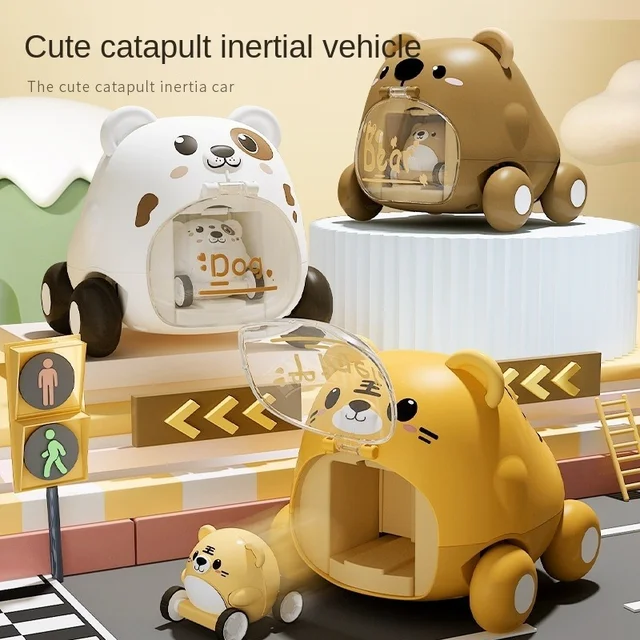 Montessori Baby Toy Cars for 1 Year Old Toddler Birthday Gift Toys Cartoon Car for Babies Boys Interactive Toy For Kids Children 4