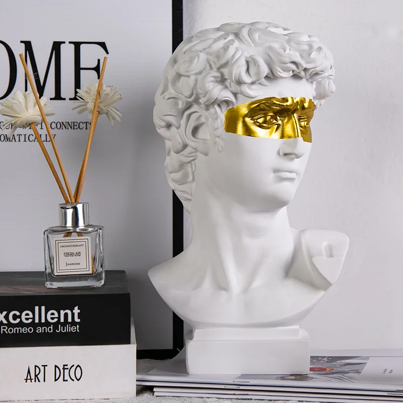 Resin-Statue David-Kopf Büste in abstrakter Kunst für stilvolle Wohnkultur