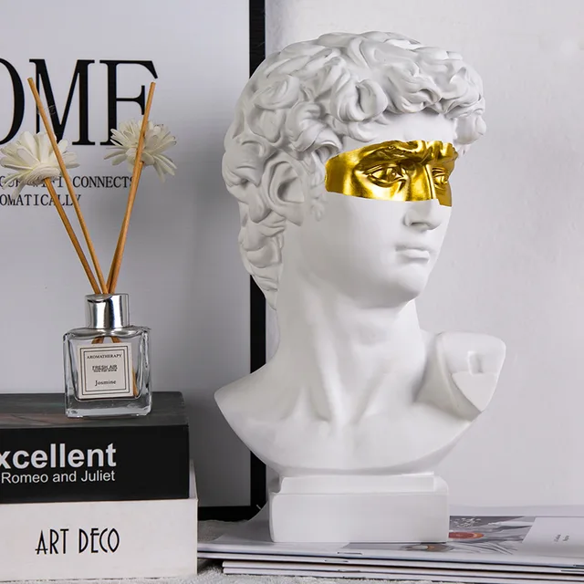 Resin-Statue David-Kopf Büste in abstrakter Kunst für stilvolle Wohnkultur
