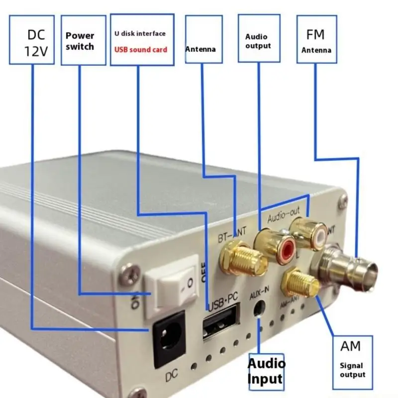 M5TD 2000M 무선 FM 송신기 시스템 시네마 이벤트용 드라이브용 USB 입력