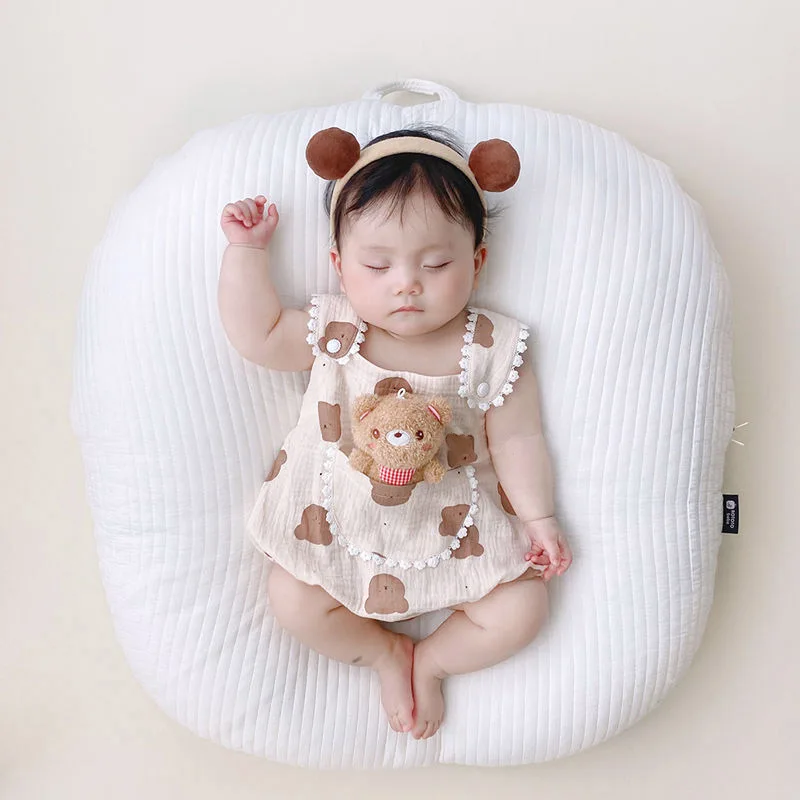 Baby Romper+Bear Doll Sets Summer Infant Clothes Cartoon Print Toddler Jumpsuit Girl Boy Newborn One Piece Outfit 아기여름옷바디슈트한조각