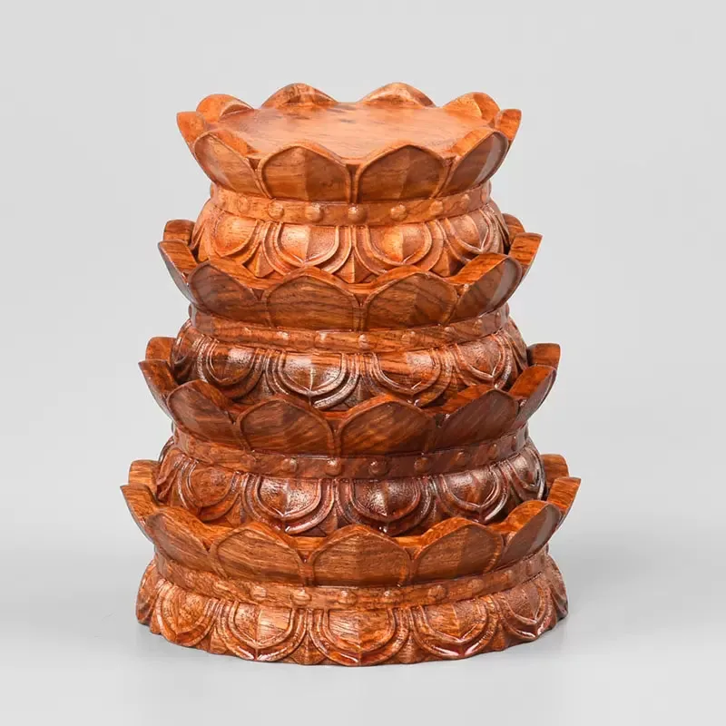 Red Pear Buddha Statue, Guanyin Bodhisattva, Lotus Stand, Circular Wooden Ornament, Incense Stove, Wooden Carved Base