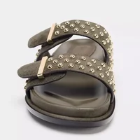 Designer Suede Belt Buckle Flat Sandals Women Fashion Rivet Street Style Soft Bottom Slippers Ladies Comfort Non Slip Beach Shoe - Image 2