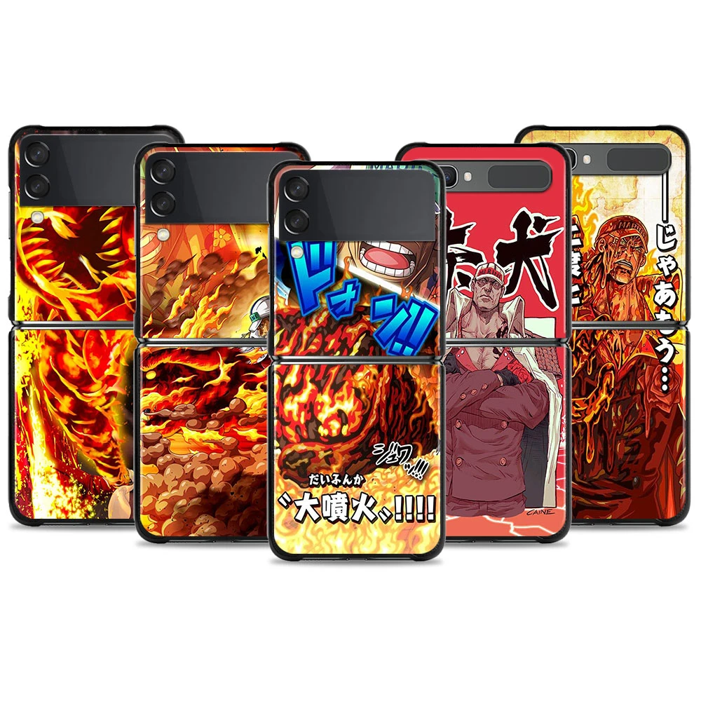 galaxy flip3 case Celular Funda Samsung Galaxy Z Flip3 5G Flip Case Hard PC Cover Phone Coque Carcasa Fundas One Piece Sakazuki Akainu galaxy z flip3 phone case