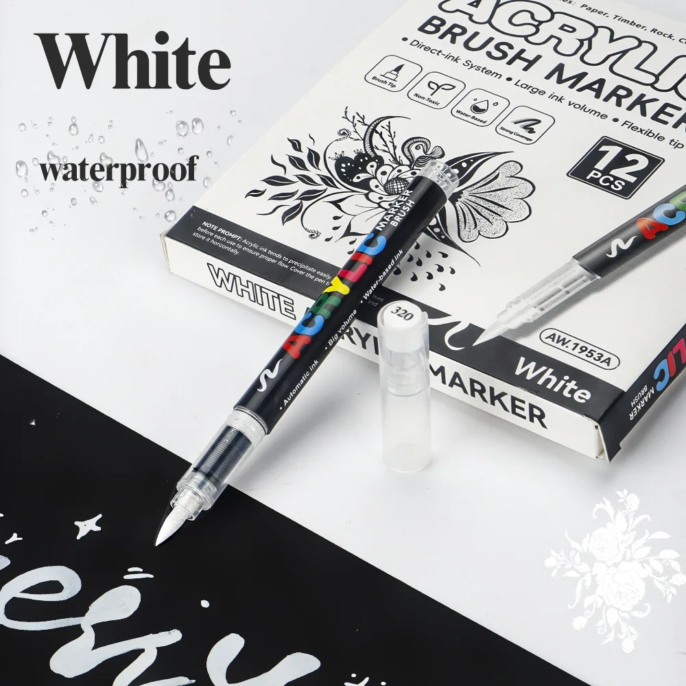 12 Stück schwarz/weißer Premium-Highlight-Acryl-Markierungsstift, schnell trocknend, wasserdicht, für Kunst, Zeichnen, DIY, Basteln, Herstellung von Kunstbedarf – Detail 5