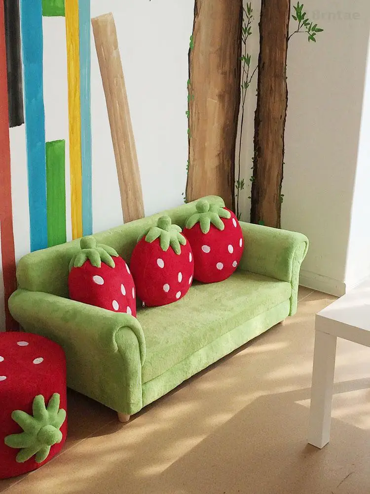 Children's Lazy Sofa Fabric Princess Baby Lazy Seat Strawberry Combination Sofa Child Mini Cute