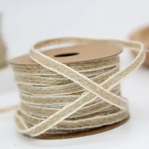 

10M Jute Burlap Rolls Width 0.5cm Hessian Ribbon With Lace Vintage Rustic Wedding Decoration Ornament Party Wedding Decor BB5773