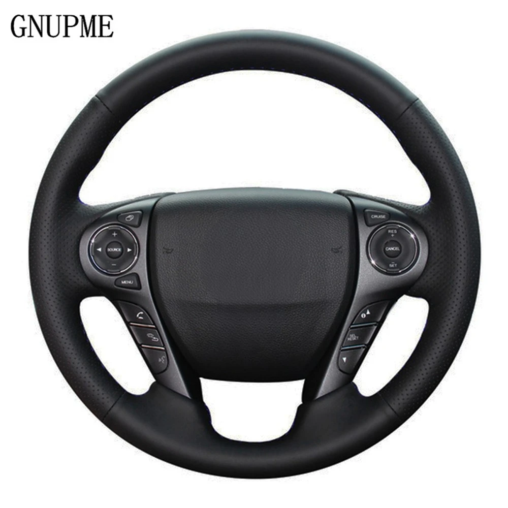 

DIY Black Genuine Leather Car Steering Wheel Cover For Honda Accord 9 2013-2017 Crosstour 2013-2015 Odyssey 2013-2015