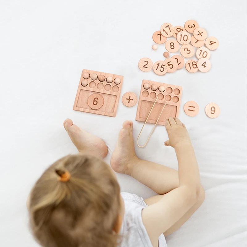Montessori Kids Wooden Cognitive Ten Grid Number Counting Math Game Educational Toys For Kids Early Childhood Preschool Training 2