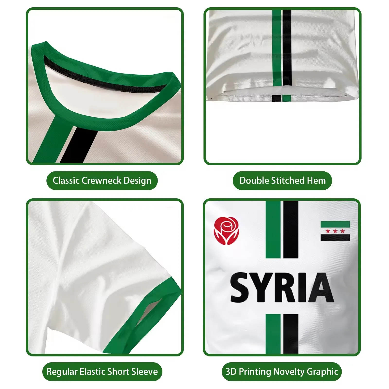 New Syria Football Jersey Men's Sports T-shirts Syrian Flag Street Oversized Tops Unisex Casual Graphic T-shirts Mens Gifts 6