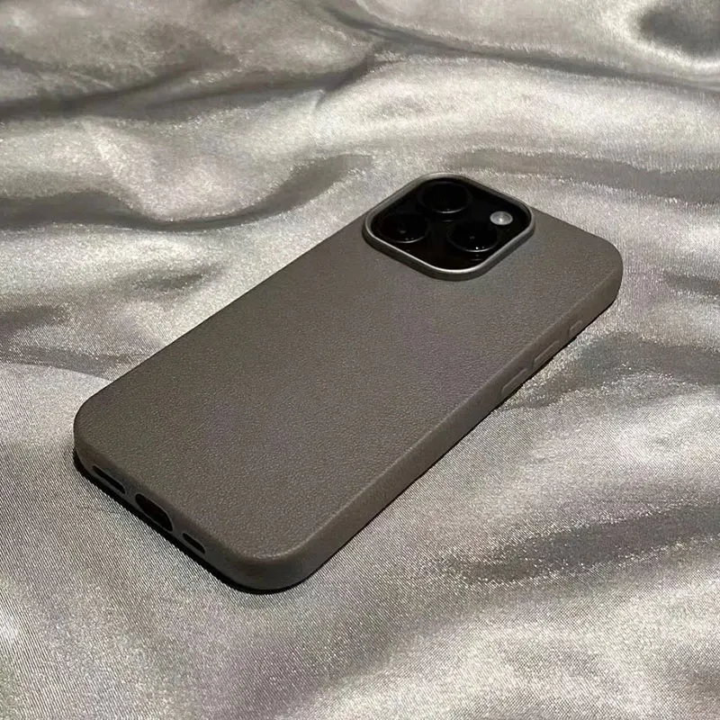 Elegant Shockproof Leather Silicone Phone Case - Soft Matte Finish, Premium Protection