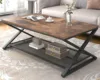 Coffee Table with Storage,Industrial Wood Metal 2 Tier Center Living Room Table with Mesh Shelf 1