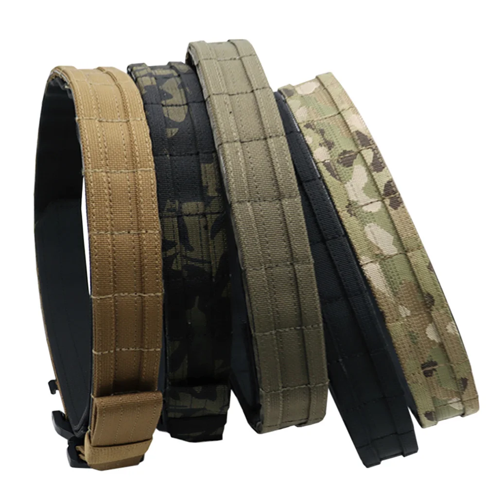 tactical belt nylon military army belt outdoor metal buckle police heavy duty men s training hunting belt VULPO 2 Inch Tactical Ronin Style Belt Two Layer Quick Release Metal Buckle Belt Molle Waist Belt Hunting Airsoft Combat Belt