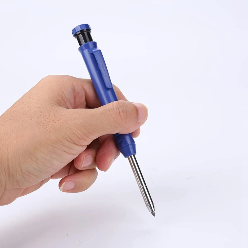 3 Pcs Solid Carpenter Pencils Set Woodworking Mechanical Pencils With 18 Pcs Refills In 3 Colors, Deep Hole Pen Scriber