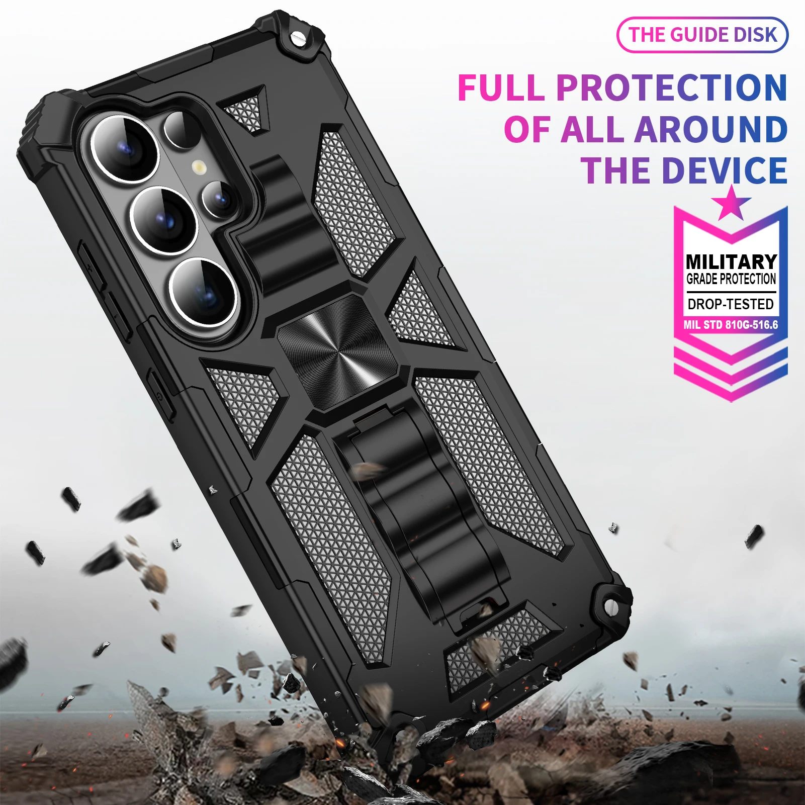 Hybrid Armor Camouflage Phone Case with TPU Frame and Hidden Kickstand