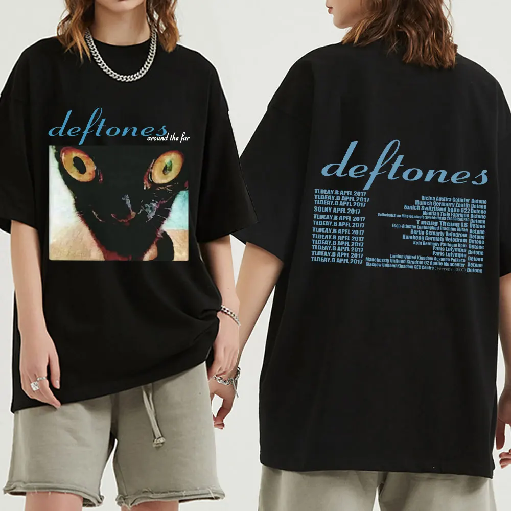 

Free Shipping Unisex Streetwear Deftones Around The Fur Tour Band Concert T-Shirt Punk Hip Hop T-Shirts Gothic Retro Tee Shirt