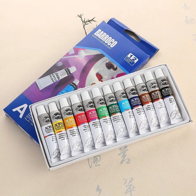 12Colors/set of DIY Art Painting Paint Professional Acrylic Watercolor Set Ceramic Stone Paints Brush Practical School Supplies 4