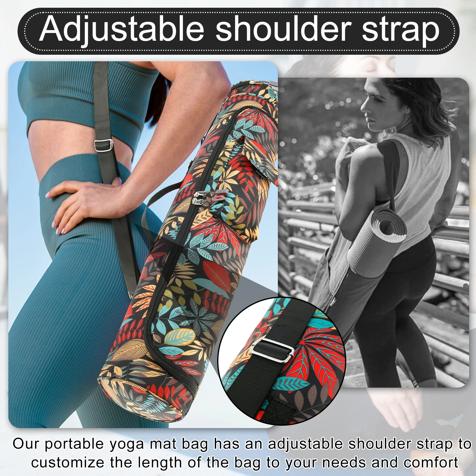 Portable 72cm Yoga Mat Bag with Adjustable Shoulder Strap and
