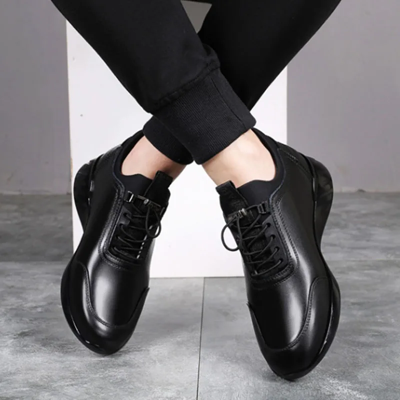 2024 New Men's Vulcanize Shoes Men Casual Shoes PU Leather Design Shoes Height Increase 6-8CM Gym Business Fashion Male Sneakers 2