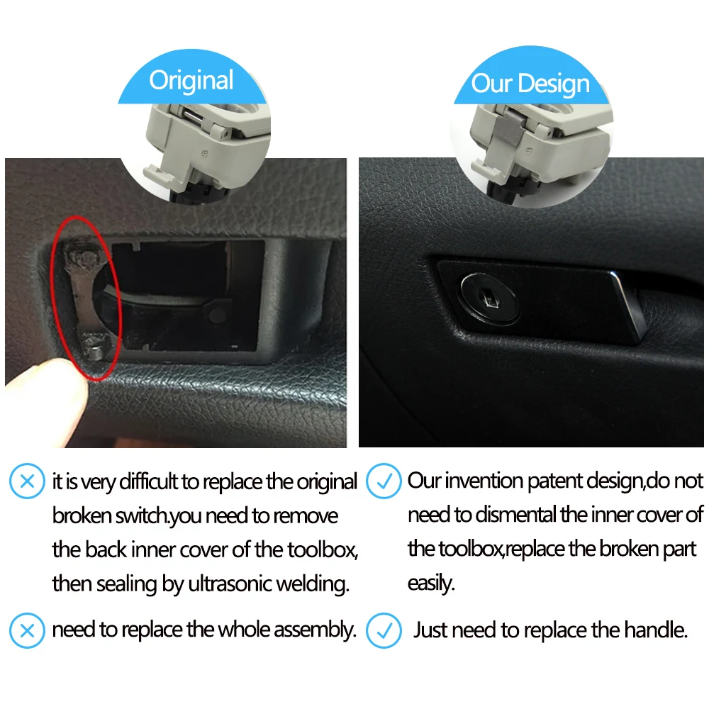 Car Glove Box Switch Handle Toolbox Compartment Lid Switch Grip Lock For Mercedes BENZ C E Class W204 W212 W207 GLK204 glove box lid