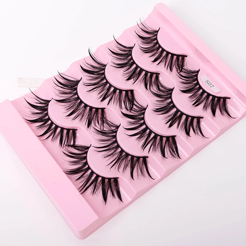 NEW 5Pairs Natural 3D Dramatic Fairy Clusters Manga Lashes Fake Eyelashes Wet Look Cosplay Lashes