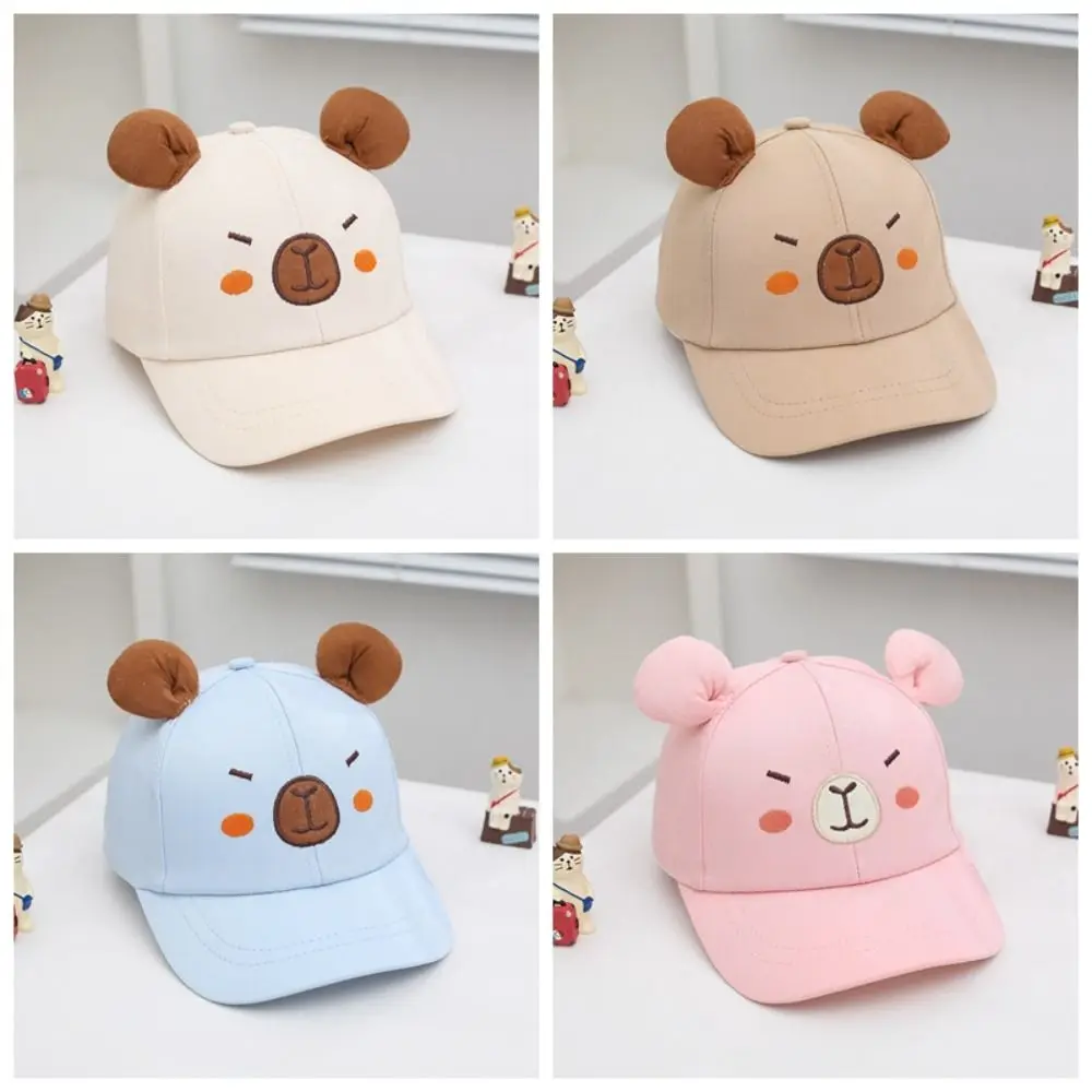 Trendy Breathable Capybara Peaked Cap Cotton Thin Children Baseball Hat Cartoon Polyester Baby Sunscreen Hat Spring