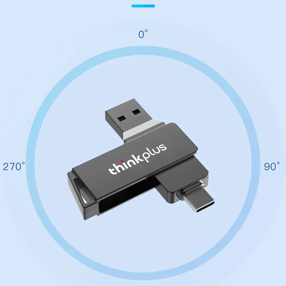 Lenovo Thinkplus-tipo c Flash Drive Stick Otg Dual-port Stick Usb de Metal Rotativo Disco u Usb 3.2 32gb 64gb 128gb 256gb Mu251 - Imagem 5
