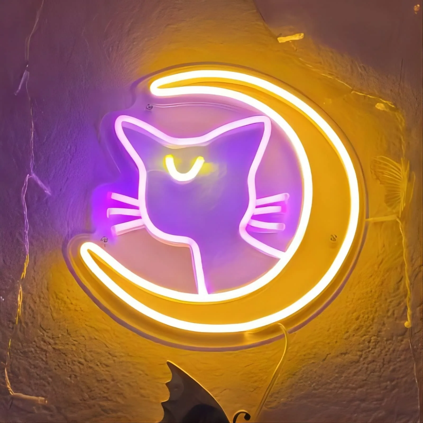 

LED Dimmable Cartoon Moon Cat Signs for Kids Gifts, Cute Luna Neon Light for Girls Game Room Dorm Birthday Party