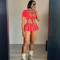 Streetwear Party Club Co Ord Sets for Women 2 Piece Set Outfit Summer Lace-up Crop Top and Mini Skirt Sets Conjuntos Para Vestir - Image 3
