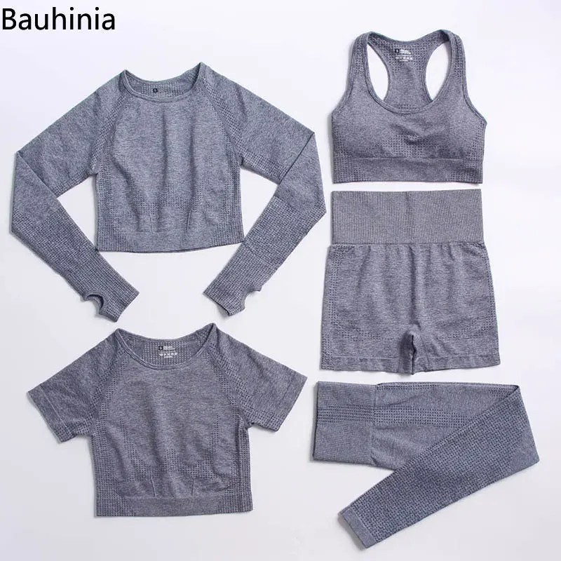 

Bauhinia 5PCS Seamless Women Yoga Set Sports Bra Sports Shorts Workout Clothes Fitness Leggings Gym Yoga Sets Fitness Gym Set