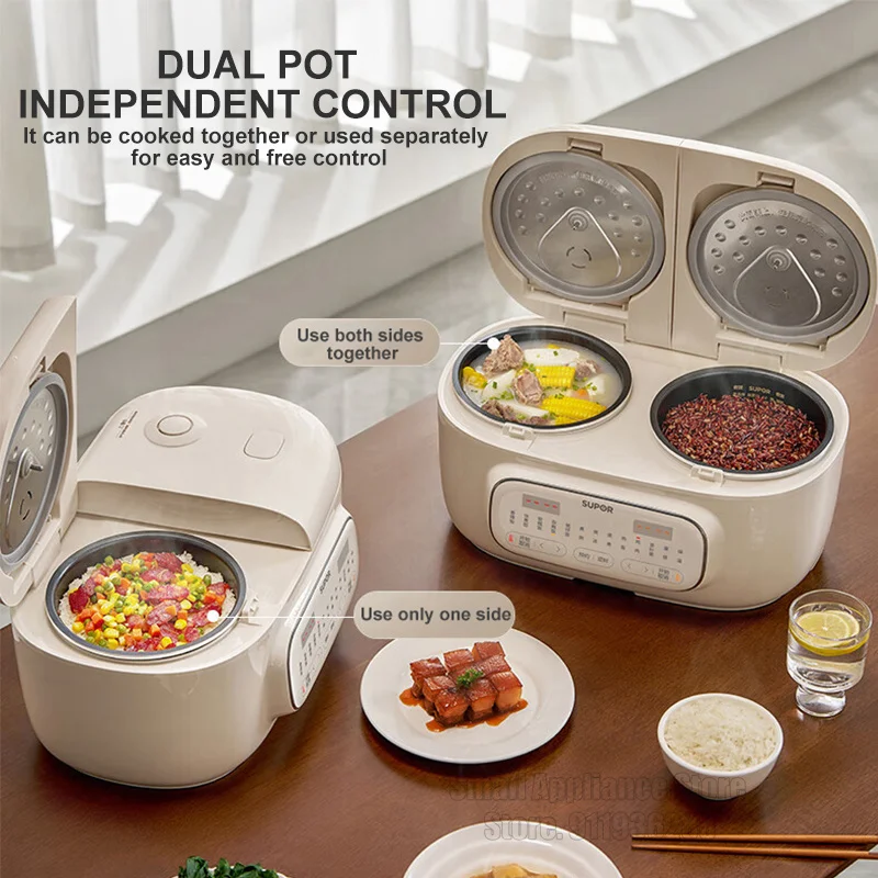 SUPOR Double Pot Rice Cooker 5L Multifunctional New Double-Liner Electric Cooking Pot Household Multi Cooker For 1-4 People 220V