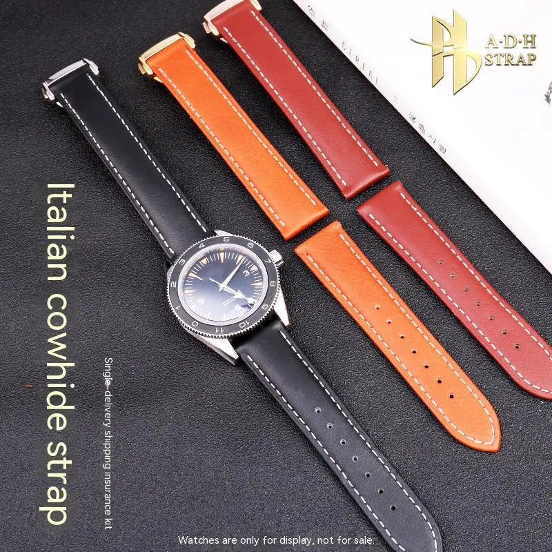 Cinturino In Pelle Di Vitello Italiano Premium Per Omega New Seamaster Speedmaster De Ville 300 150 Cinturino In Vera Pelle 19Mm 20Mm 22Mm