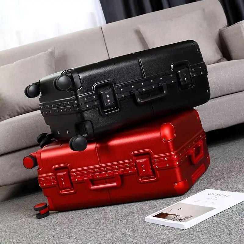New High Grade PC Material Aluminium Frame Travel Suitcase Spinner brand Hard Trolly Case Rolling Luggage 20"22"24"26"28" Inch