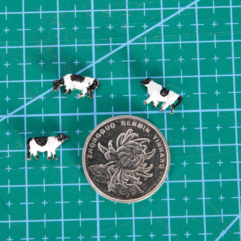 10 x Model Cows N scale 1/160 Miniature Animals Hand Painted for Farm Model Making Model Railway 6