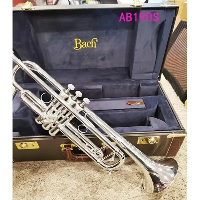 Professional AB190S Trumpet Silver Plated Gold Trumpete Musical Instruments with Big Original Case
