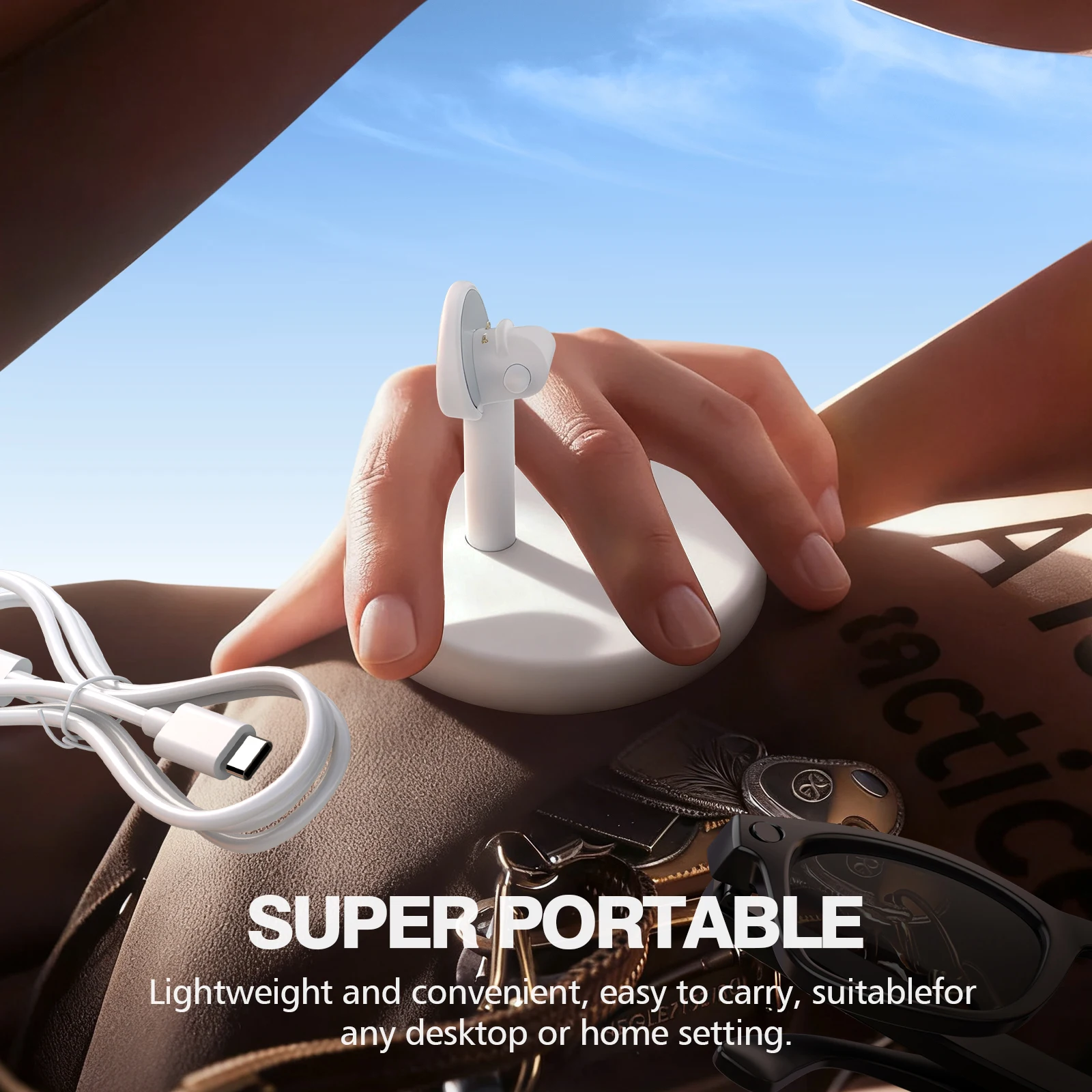 VR Battery Charger Station Charging Dock For Ray-Ban Meta Smart Glasses Wayfarer/Skyler/Headliner/Oakley HSTN Potable Travel USB-C Charge Stand