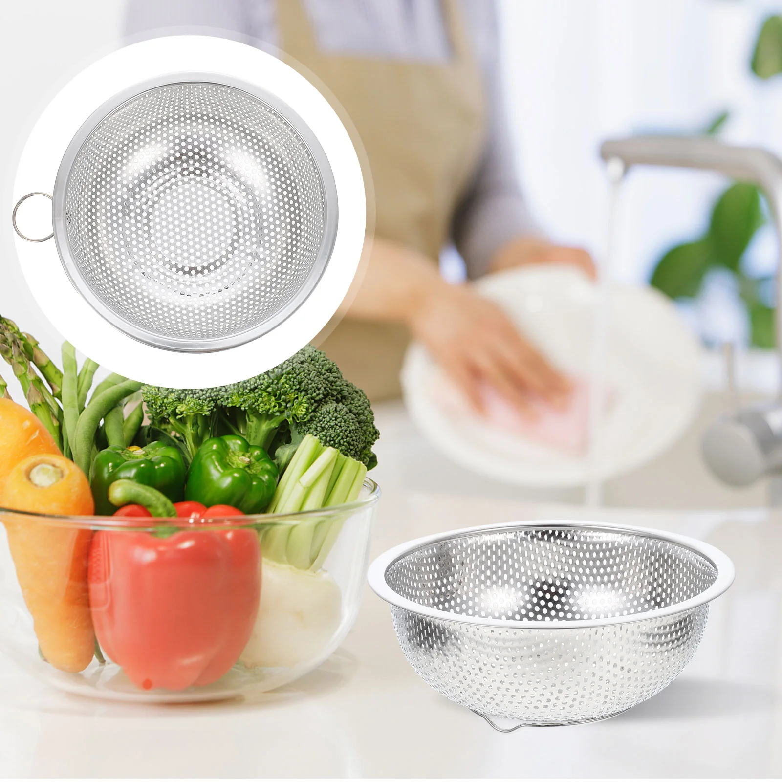 

Stainless Steel Drain Basin Durable Strainer Basket Kitchen Washing Folding Laundry Collapsible Rice Cleaning Sink Mesh