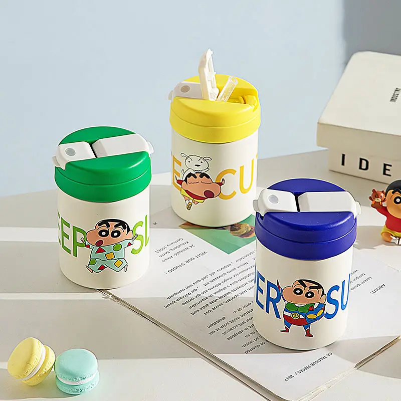 

Термос Kawaii Crayon Shin-Chan, чашка 304 из нержавеющей стали, холодная чашка, портативная кофейная чашка, мультяшная соломенная чашка, чашка для воды, подарок для пары