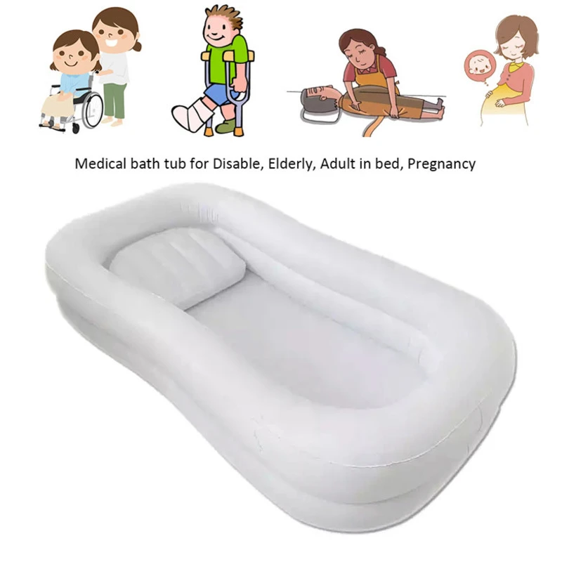 Inflatable Bathtub Shower Pvc Bed Bath Basin Kit With Air Pump,air Pillow For Elderly,disabled